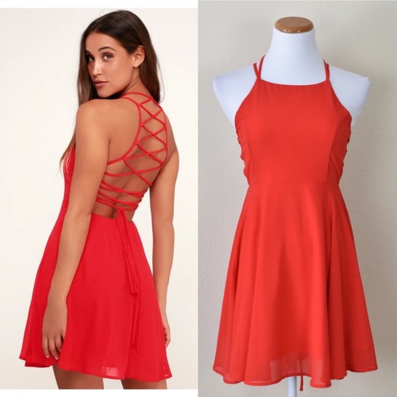 Lulus Dresses & Skirts - Lulu's Good Deeds Red Lace-Up Dress